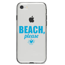 DistinctInk® Clear Shockproof Hybrid Case for Apple iPhone / Samsung Galaxy / Google Pixel - Beach, Please