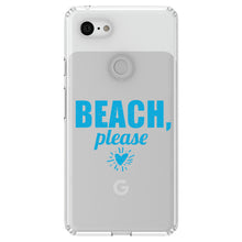 DistinctInk® Clear Shockproof Hybrid Case for Apple iPhone / Samsung Galaxy / Google Pixel - Beach, Please