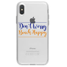 DistinctInk® Clear Shockproof Hybrid Case for Apple iPhone / Samsung Galaxy / Google Pixel - Don't Worry, BEACH Happy