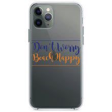 DistinctInk® Clear Shockproof Hybrid Case for Apple iPhone / Samsung Galaxy / Google Pixel - Don't Worry, BEACH Happy