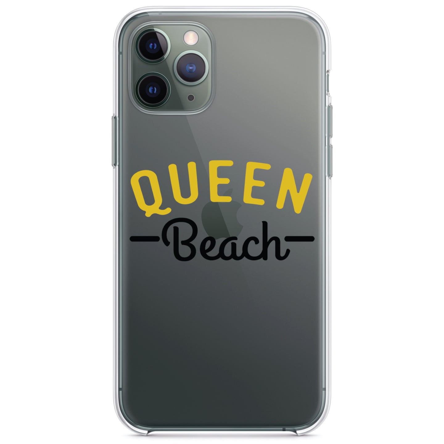 DistinctInk® Clear Shockproof Hybrid Case for Apple iPhone / Samsung Galaxy / Google Pixel - Queen Beach