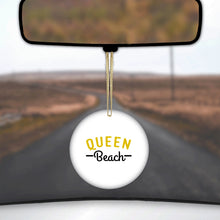 DistinctInk® Hanging Ceramic Christmas Tree Ornament with Gold String - Great Gift / Present - 2 3/4 inch Diameter - Queen Beach