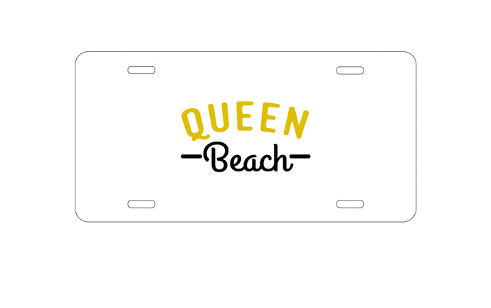 DistinctInk Custom Aluminum Decorative Vanity Front License Plate - Queen Beach