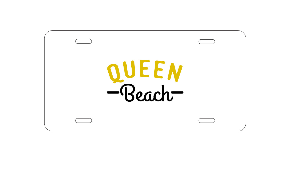 DistinctInk Custom Aluminum Decorative Vanity Front License Plate - Queen Beach