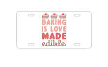 DistinctInk Custom Aluminum Decorative Vanity Front License Plate - Back is Love Made Edible
