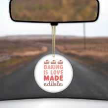 DistinctInk® Hanging Ceramic Christmas Tree Ornament with Gold String - Great Gift / Present - 2 3/4 inch Diameter - Back is Love Made Edible