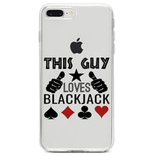 DistinctInk® Clear Shockproof Hybrid Case for Apple iPhone / Samsung Galaxy / Google Pixel - This Guy Loves Blackjack