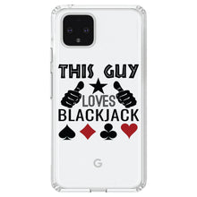 DistinctInk® Clear Shockproof Hybrid Case for Apple iPhone / Samsung Galaxy / Google Pixel - This Guy Loves Blackjack