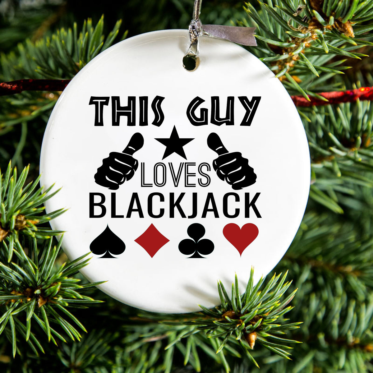 This Guy Loves Blackjack Ceramic Ornament, view 2