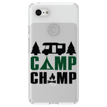 DistinctInk® Clear Shockproof Hybrid Case for Apple iPhone / Samsung Galaxy / Google Pixel - Camp Champ - Camping Fire