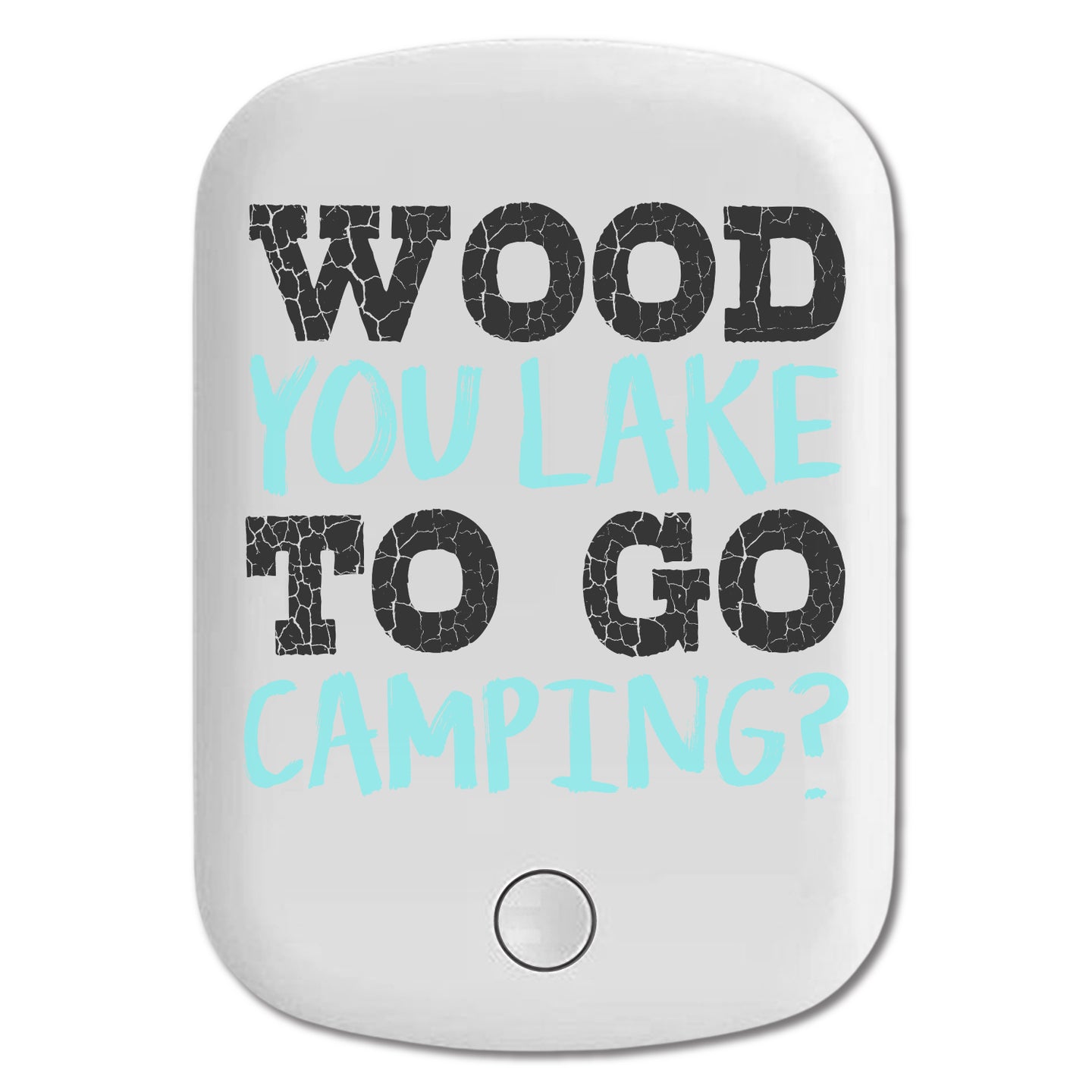DistinctInk Magnetic Battery Pack, Wireless Portable Charger with USB-C Cable, Compatible with MagSafe iPhone 14 / 13 / 12 Series - Wood You Lake to Go Camping