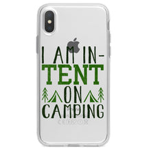 DistinctInk® Clear Shockproof Hybrid Case for Apple iPhone / Samsung Galaxy / Google Pixel - I Am In-TENT on Camping