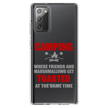 DistinctInk® Clear Shockproof Hybrid Case for Apple iPhone / Samsung Galaxy / Google Pixel - Camping - Friends & Marshmallows Get Toasted
