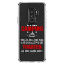 DistinctInk® Clear Shockproof Hybrid Case for Apple iPhone / Samsung Galaxy / Google Pixel - Camping - Friends & Marshmallows Get Toasted