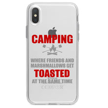 DistinctInk® Clear Shockproof Hybrid Case for Apple iPhone / Samsung Galaxy / Google Pixel - Camping - Friends & Marshmallows Get Toasted