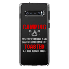 DistinctInk® Clear Shockproof Hybrid Case for Apple iPhone / Samsung Galaxy / Google Pixel - Camping - Friends & Marshmallows Get Toasted