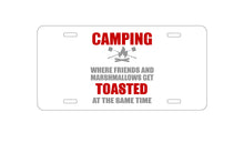 DistinctInk Custom Aluminum Decorative Vanity Front License Plate - Camping - Friends & Marshmallows Get Toasted