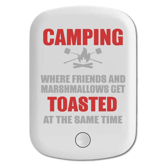 DistinctInk Magnetic Battery Pack, Wireless Portable Charger with USB-C Cable, Compatible with MagSafe iPhone 14 / 13 / 12 Series - Camping - Friends & Marshmallows Get Toasted