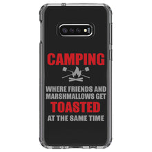 DistinctInk® Clear Shockproof Hybrid Case for Apple iPhone / Samsung Galaxy / Google Pixel - Camping - Friends & Marshmallows Get Toasted