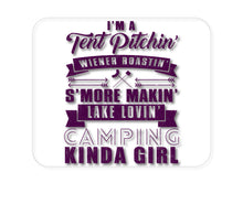 DistinctInk Custom Foam Rubber Mouse Pad - 1/4" Thick - Tent Pitchin Weiner Roastin S'More Camping Girl