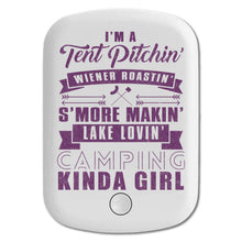 DistinctInk Magnetic Battery Pack, Wireless Portable Charger with USB-C Cable, Compatible with MagSafe iPhone 14 / 13 / 12 Series - Tent Pitchin Weiner Roastin S'More Camping Girl