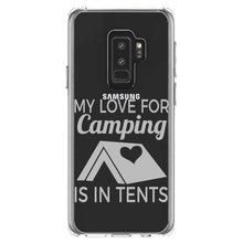 DistinctInk® Clear Shockproof Hybrid Case for Apple iPhone / Samsung Galaxy / Google Pixel - My Love For Camping is In Tents
