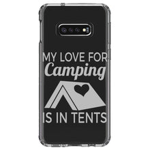 DistinctInk® Clear Shockproof Hybrid Case for Apple iPhone / Samsung Galaxy / Google Pixel - My Love For Camping is In Tents