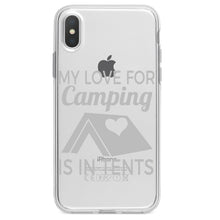 DistinctInk® Clear Shockproof Hybrid Case for Apple iPhone / Samsung Galaxy / Google Pixel - My Love For Camping is In Tents