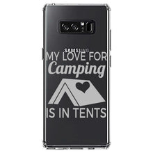 DistinctInk® Clear Shockproof Hybrid Case for Apple iPhone / Samsung Galaxy / Google Pixel - My Love For Camping is In Tents