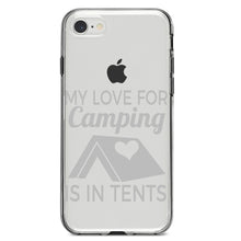 DistinctInk® Clear Shockproof Hybrid Case for Apple iPhone / Samsung Galaxy / Google Pixel - My Love For Camping is In Tents