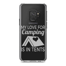 DistinctInk® Clear Shockproof Hybrid Case for Apple iPhone / Samsung Galaxy / Google Pixel - My Love For Camping is In Tents