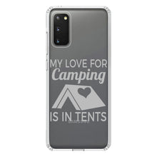 DistinctInk® Clear Shockproof Hybrid Case for Apple iPhone / Samsung Galaxy / Google Pixel - My Love For Camping is In Tents