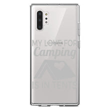 DistinctInk® Clear Shockproof Hybrid Case for Apple iPhone / Samsung Galaxy / Google Pixel - My Love For Camping is In Tents