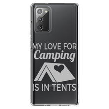 DistinctInk® Clear Shockproof Hybrid Case for Apple iPhone / Samsung Galaxy / Google Pixel - My Love For Camping is In Tents