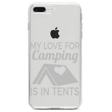 DistinctInk® Clear Shockproof Hybrid Case for Apple iPhone / Samsung Galaxy / Google Pixel - My Love For Camping is In Tents