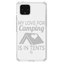 DistinctInk® Clear Shockproof Hybrid Case for Apple iPhone / Samsung Galaxy / Google Pixel - My Love For Camping is In Tents