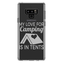 DistinctInk® Clear Shockproof Hybrid Case for Apple iPhone / Samsung Galaxy / Google Pixel - My Love For Camping is In Tents