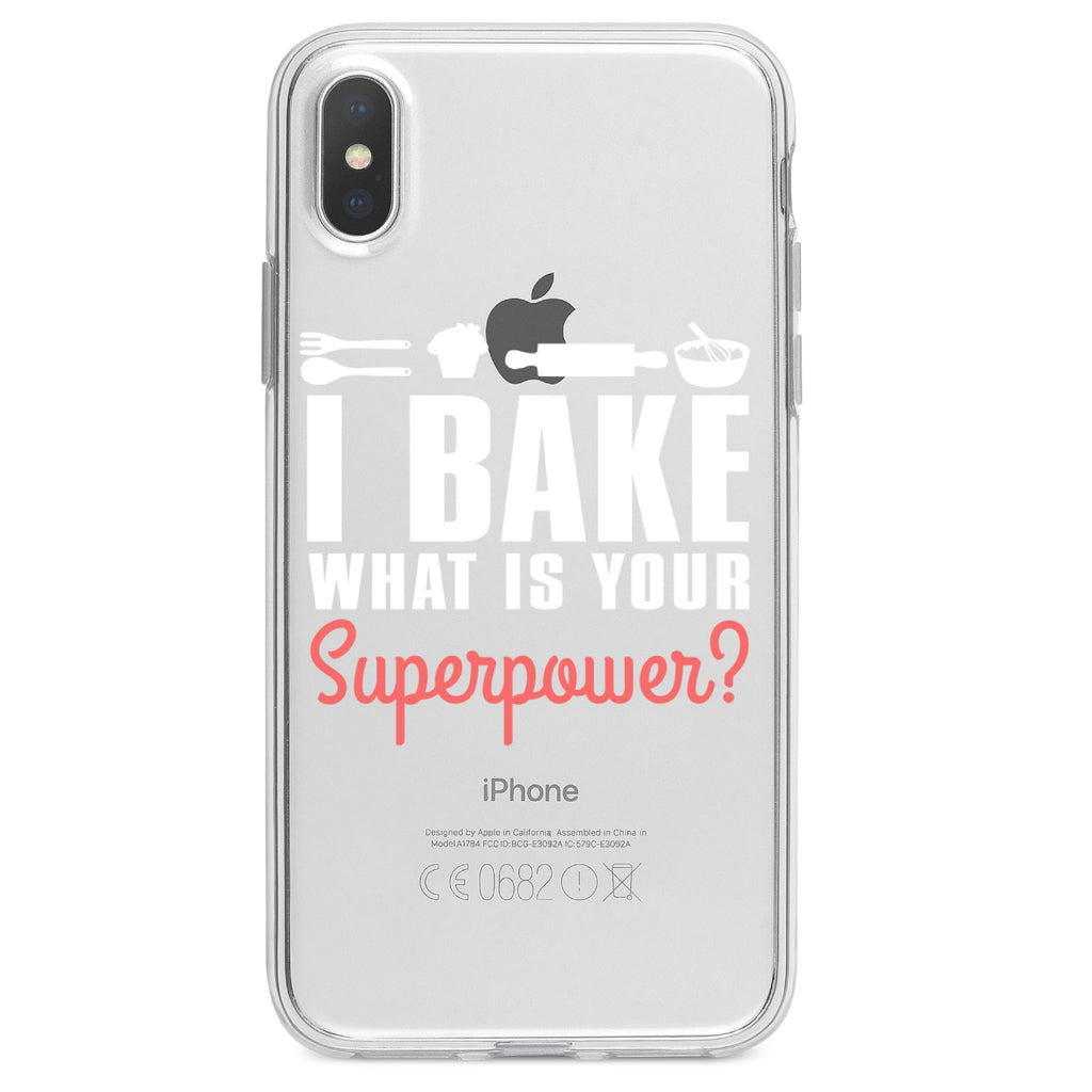 I Bake What is Your Superpower Clear Shockproof iPhone Case, view 2