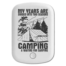 DistinctInk Magnetic Battery Pack, Wireless Portable Charger with USB-C Cable, Compatible with MagSafe iPhone 14 / 13 / 12 Series - Two Seasons - Camping, Waiting for Camping