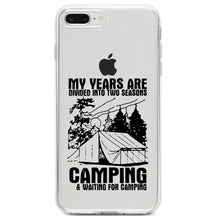 DistinctInk® Clear Shockproof Hybrid Case for Apple iPhone / Samsung Galaxy / Google Pixel - Two Seasons - Camping, Waiting for Camping