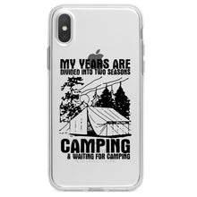 DistinctInk® Clear Shockproof Hybrid Case for Apple iPhone / Samsung Galaxy / Google Pixel - Two Seasons - Camping, Waiting for Camping