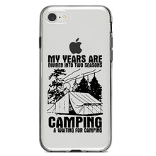 DistinctInk® Clear Shockproof Hybrid Case for Apple iPhone / Samsung Galaxy / Google Pixel - Two Seasons - Camping, Waiting for Camping