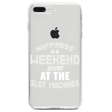 DistinctInk® Clear Shockproof Hybrid Case for Apple iPhone / Samsung Galaxy / Google Pixel - Happiness is a Weekend At Slot Machines