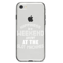 DistinctInk® Clear Shockproof Hybrid Case for Apple iPhone / Samsung Galaxy / Google Pixel - Happiness is a Weekend At Slot Machines