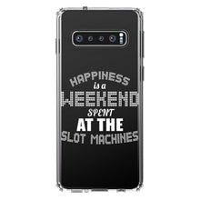 DistinctInk® Clear Shockproof Hybrid Case for Apple iPhone / Samsung Galaxy / Google Pixel - Happiness is a Weekend At Slot Machines