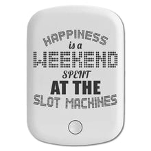 DistinctInk Magnetic Battery Pack, Wireless Portable Charger with USB-C Cable, Compatible with MagSafe iPhone 14 / 13 / 12 Series - Happiness is a Weekend At Slot Machines