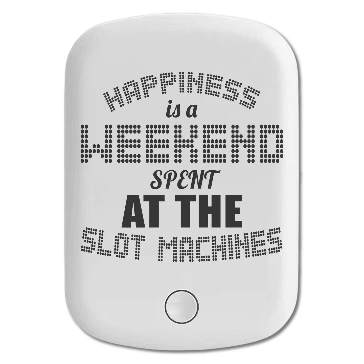 DistinctInk Magnetic Battery Pack, Wireless Portable Charger with USB-C Cable, Compatible with MagSafe iPhone 14 / 13 / 12 Series - Happiness is a Weekend At Slot Machines