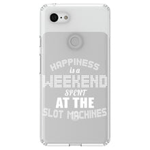 DistinctInk® Clear Shockproof Hybrid Case for Apple iPhone / Samsung Galaxy / Google Pixel - Happiness is a Weekend At Slot Machines