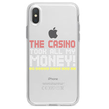 DistinctInk® Clear Shockproof Hybrid Case for Apple iPhone / Samsung Galaxy / Google Pixel - The Casino Took All My Money