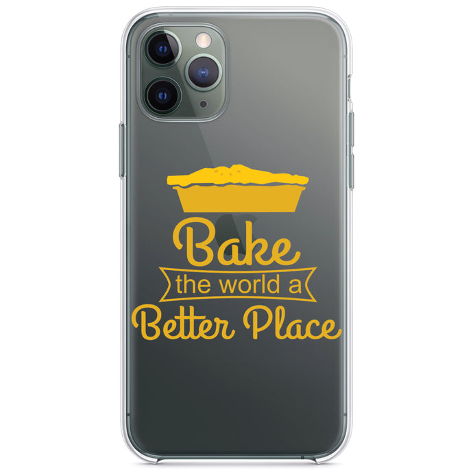 DistinctInk® Clear Shockproof Hybrid Case for Apple iPhone / Samsung Galaxy / Google Pixel - Bake the World a Better Place
